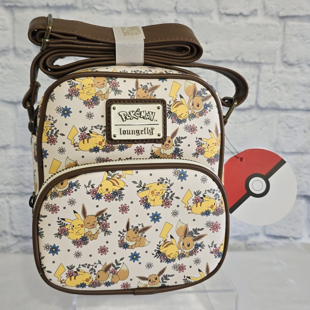 Loungefly Eevee Pikachu Pokémon Crossbody Convertible Belt Bag Floral New